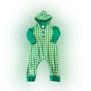 Butter Soft Green Checkered Kids‎ One Piece Size 6 months